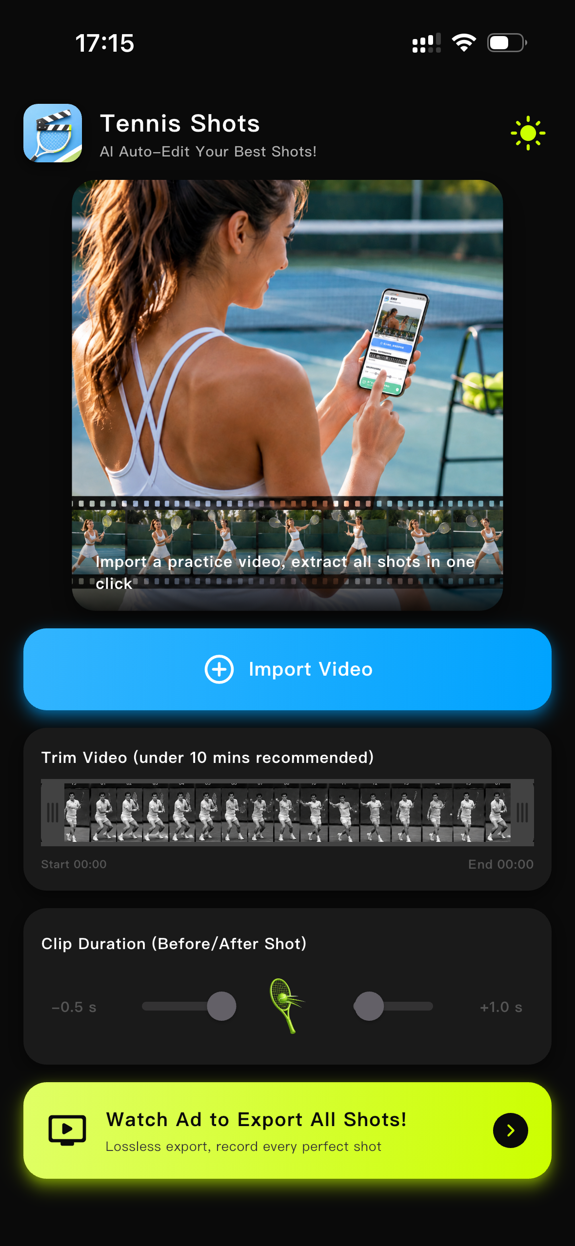 TennisShots App Interface